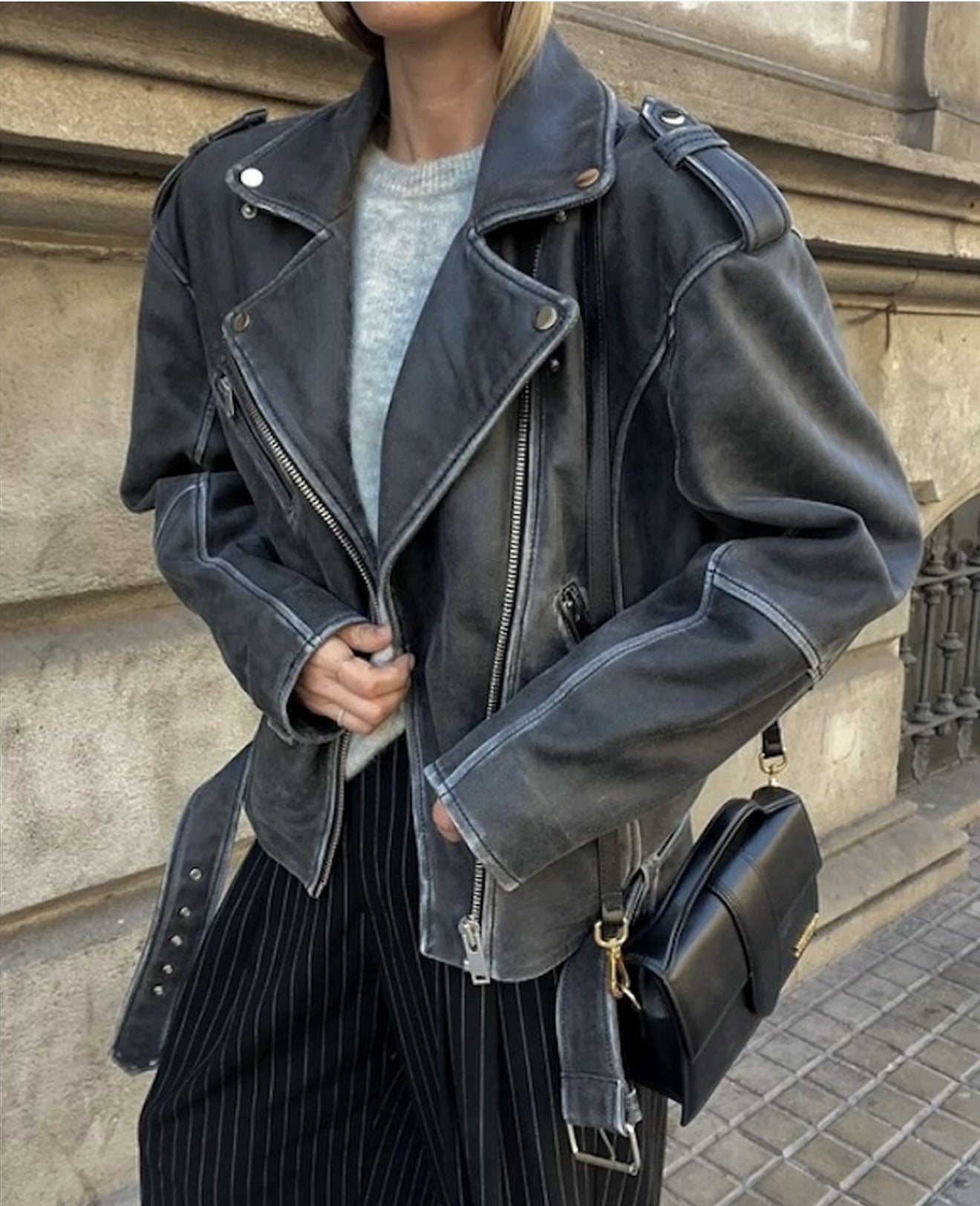 Læderjakke - Grey - MWGilo - MY ESSENTIAL WARDROBE