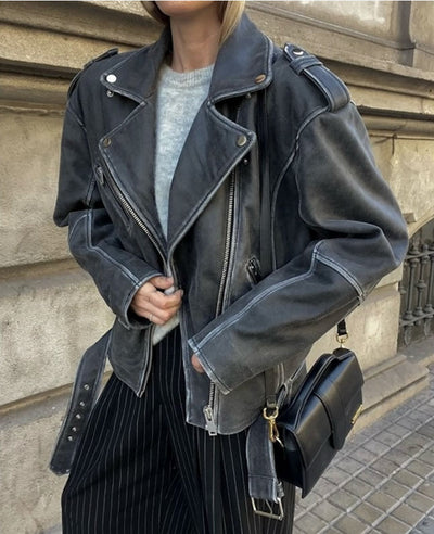 Læderjakke - Grey - MWGilo - MY ESSENTIAL WARDROBE