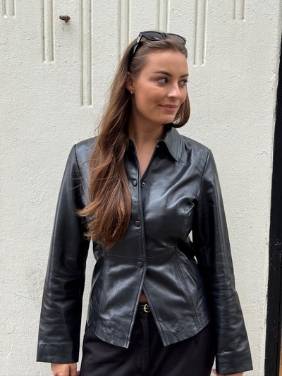 Selected Femme - Jakke - Sort læder - FIO