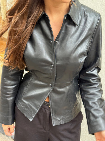 Selected Femme - Jakke - Sort læder - FIO