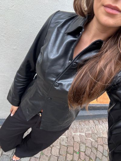 Selected Femme - Jakke - Sort læder - FIO