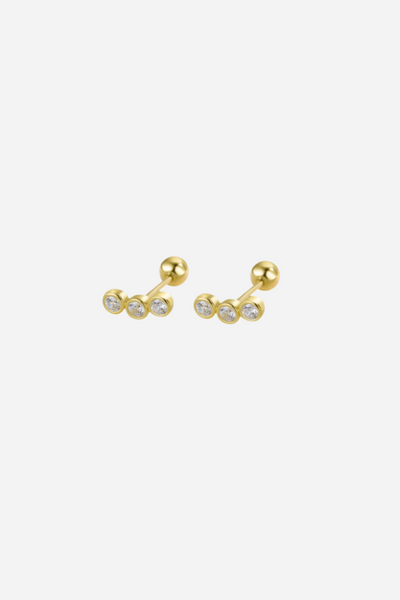 Andcopenhagen - Stud earrings - 18 carat Gold plated 925 sterling silver - Dina 3 stones
