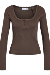 Noisy May - Langærmet T-shirt - Chocolate Brown - Maya