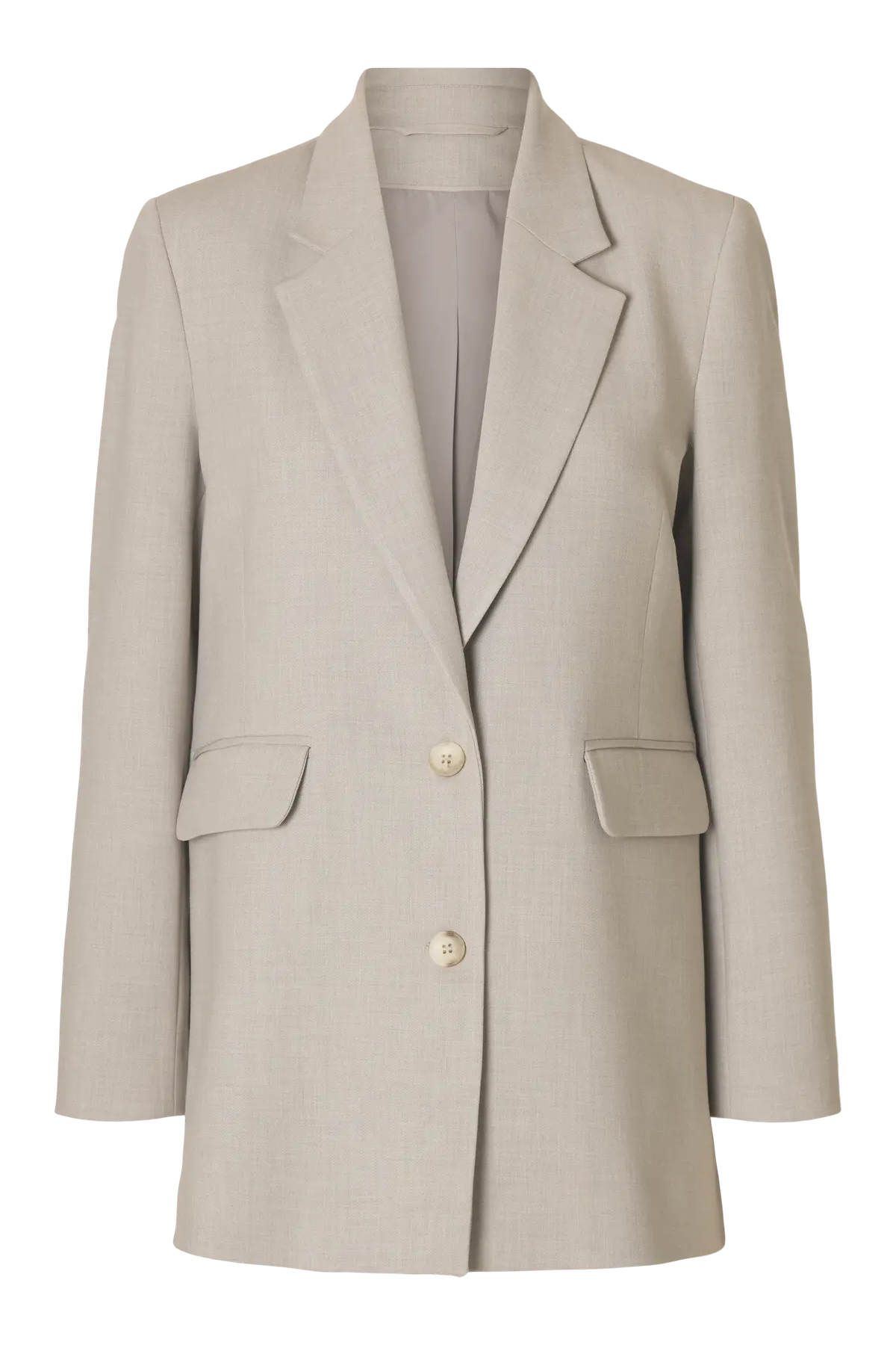 Beige blazer med afslappet pasform, knapper og lommer med klap fra Selected Femme.