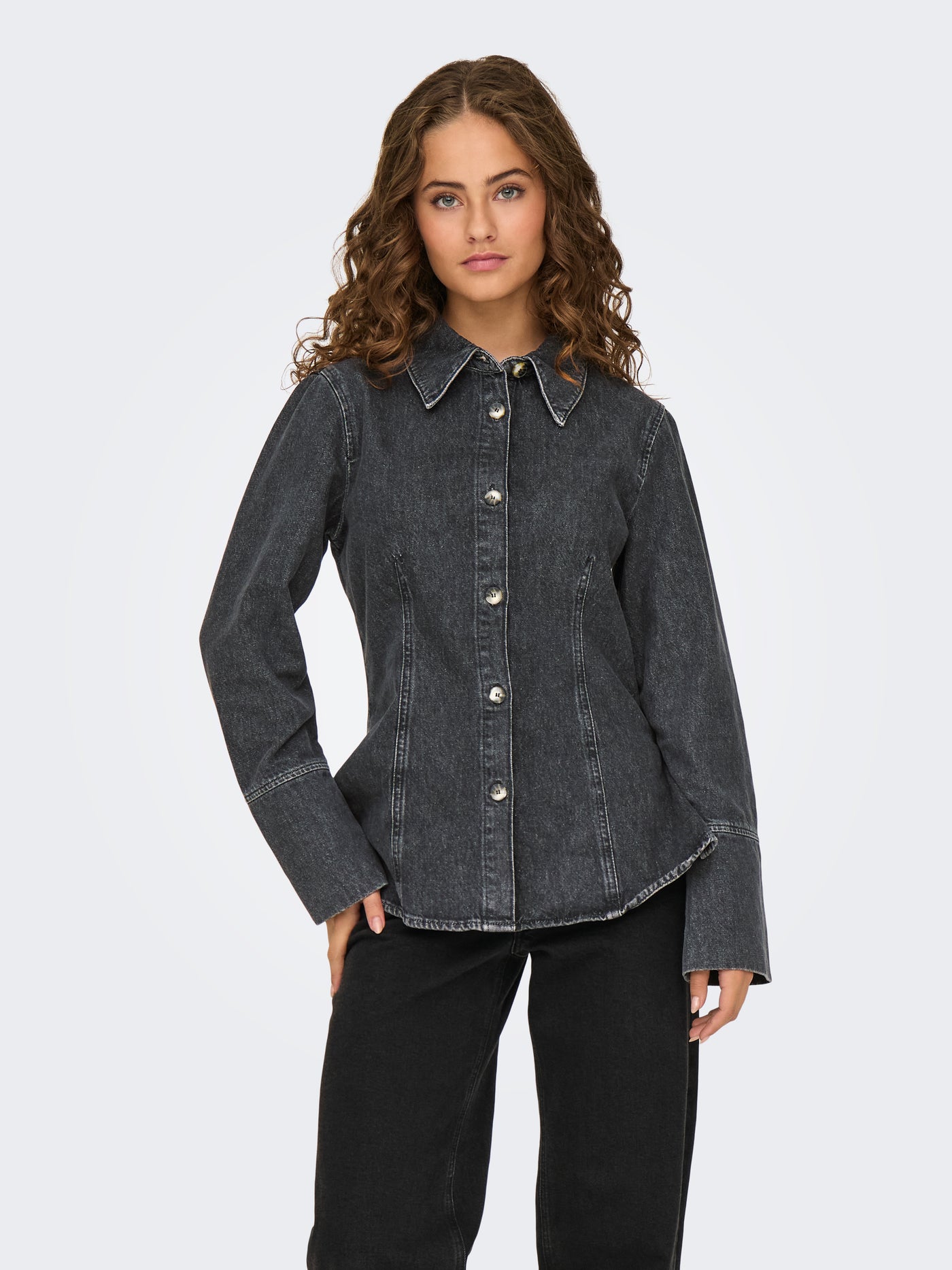 ONLY - Denim shirt - Fitted - Washed black - Nara