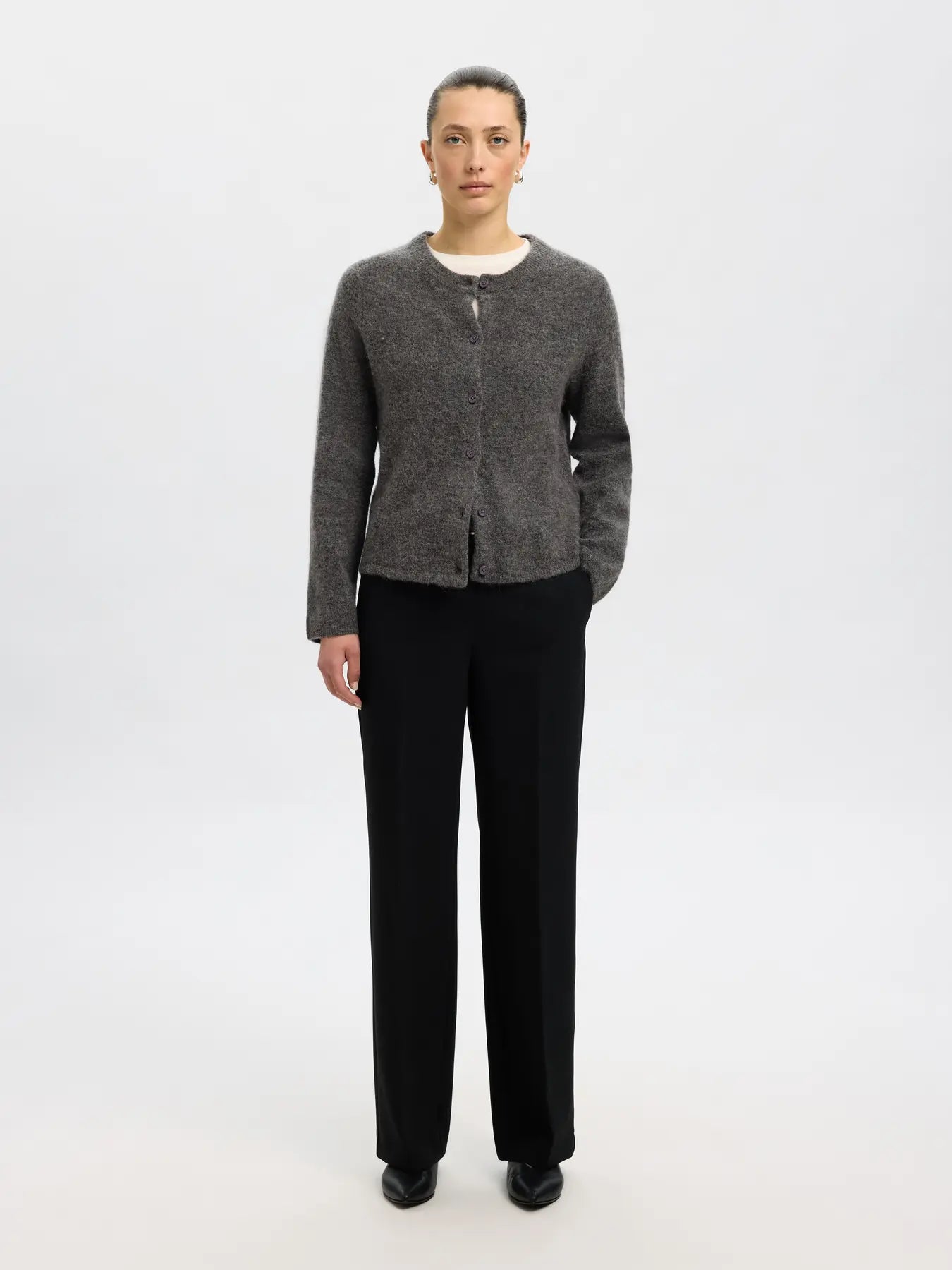 Selected Femme - Strik Cardigan - Grey Melange - Lulu