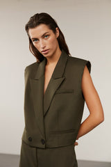 Sofie Schnoor - Vest - Kort Olive - Twill S244416