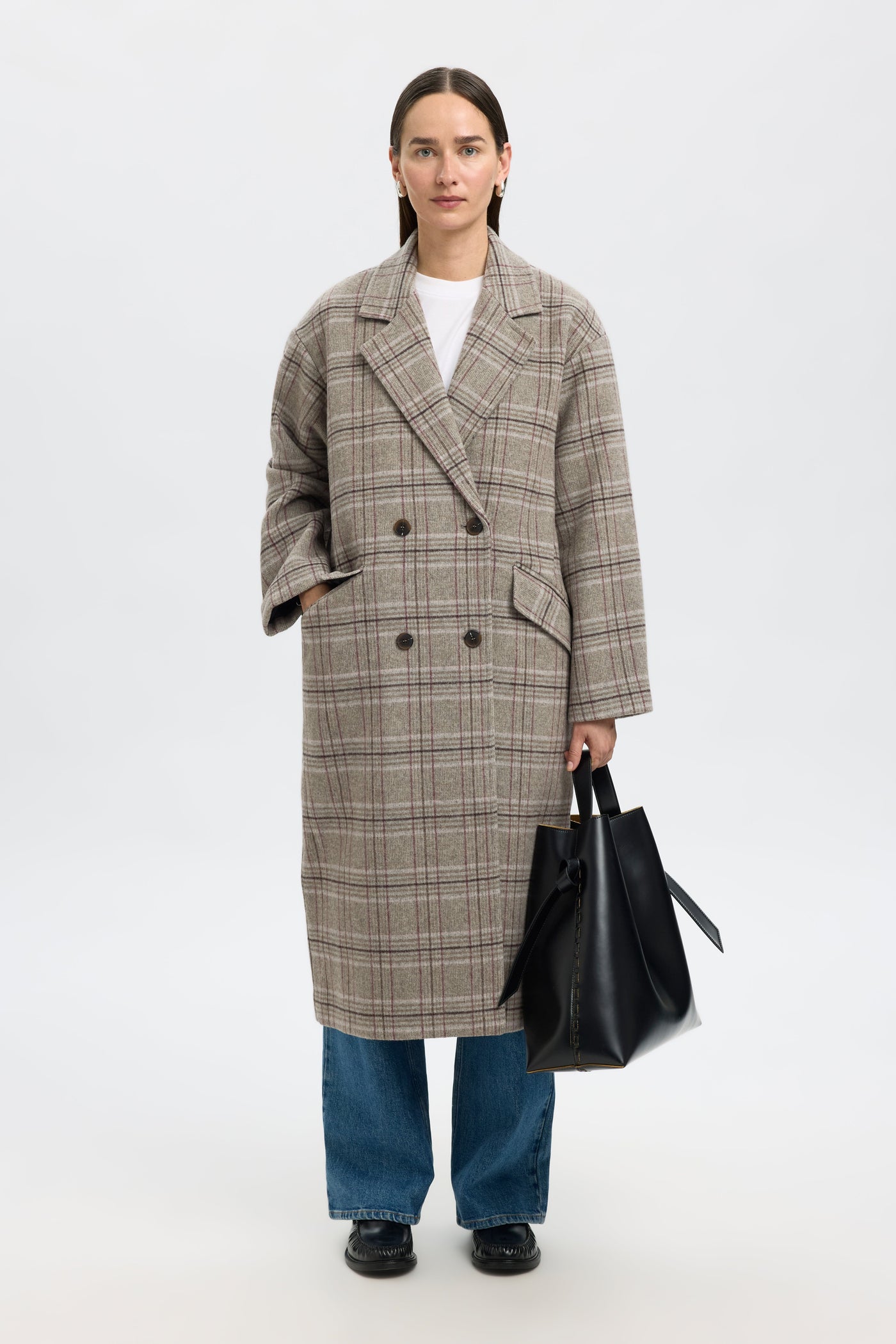 Selected Femme - Uld Frakke - Gråmeleret - Harper - Stilkompagniet.dk