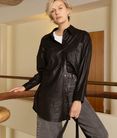 Re:Designed - Leather Shirt - Black - Harlow