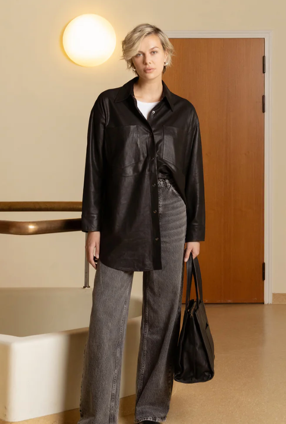 Re:Designed - Leather Shirt - Black - Harlow