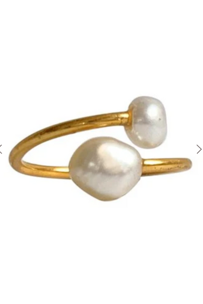 Handmade ring - Gold plated - Queen with pearl - Ibu Jewels