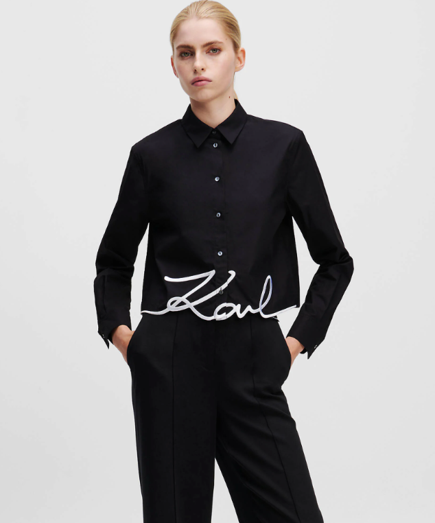 Karl Lagerfeld - Shirt - Black/ logo - Hem signature