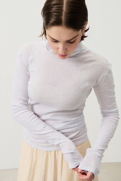 American Vintage - Højhalset Langærmet t-shirt - Heather grey - Massachuetts