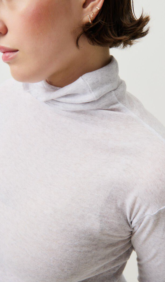 American Vintage - Højhalset Langærmet t-shirt - Heather grey - Massachuetts