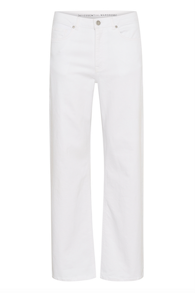 Hvide, lige jeans med knap og lommer fra My Essential Wardrobe.
