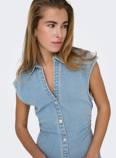 Only - Kjole - Light blue denim - Babe
