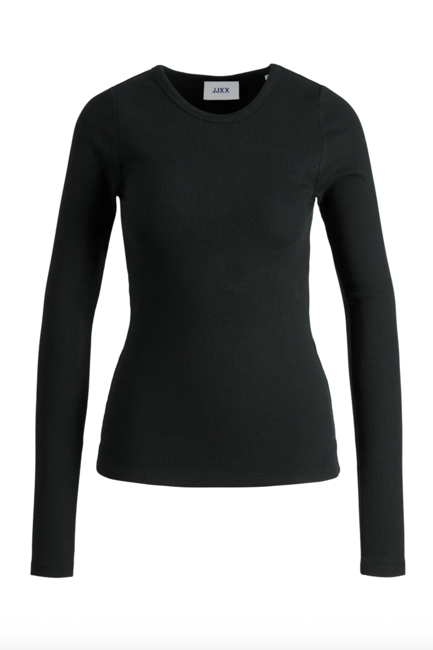 JJXX - Rib langærmet t-shirt - Sort - Freya