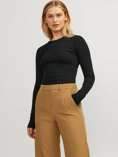 JJXX - Rib langærmet t-shirt - Sort - Freya