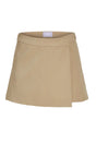 Skort fra JJXX i beige/koriander, midwaist design, kort længde, ser ud som nederdel forfra.