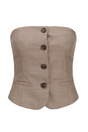 Off shoulder top fra JJXX i koriander med knapper, pyntelommer og elastik i ryggen.