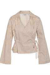 Noisy May - Shirt - Birch W. Brown stripes - Mette (PREORDER)