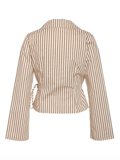Noisy May - Shirt - Birch W. Brown stripes - Mette (PREORDER)