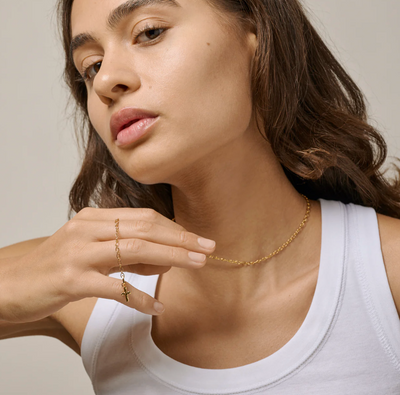 Enamel - Charm - Gold - Golden Cross