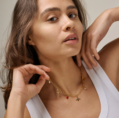 Enamel - Charm - Gold - Golden Cross