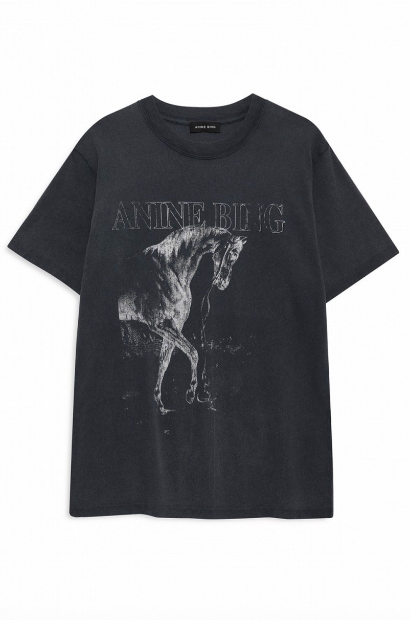 Anine Bing - T-shirt - Washed Black - Lili Horse tee
