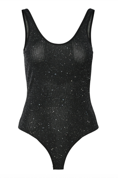 Pieces - Bodystocking - Black Glitter - Regina - Stilkompagniet.dk