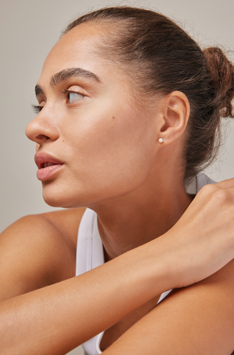 Enamel - Øreringe Stud - Perle/Guld - Coco