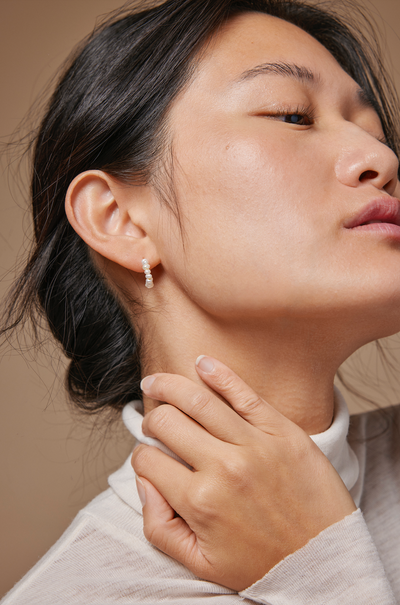 Enamel - Øreringe Hoops - Guld - Pearlie Mini