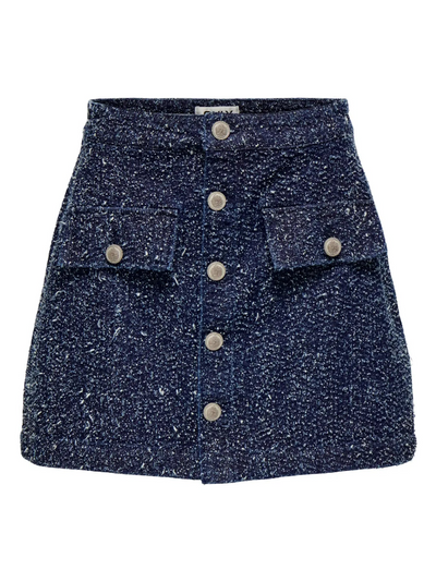Only - Boucle Denim Nederdel - Dark Blue Denim - Aman - Stilkompagniet.dk