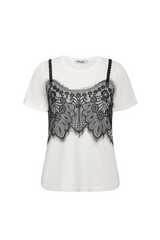 Sassy Copenhagen - T-shirt med sorte blonder - Hvid - Trine