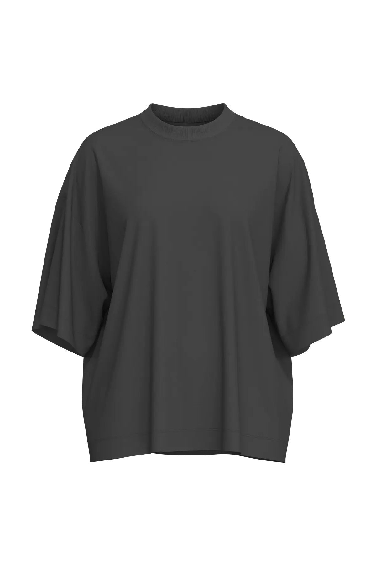 Oversized T-shirt i askefarve med rund hals og 2/4 ærmer fra Selected Femme.