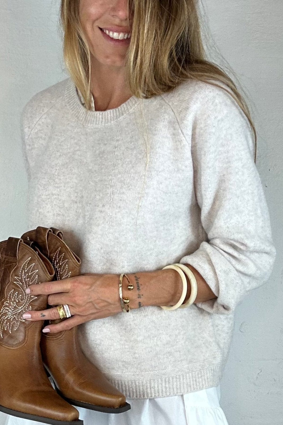 Andcopenhagen Cashmerebluser Cashmere oversize sweater Råhvid - Andcopenhagen Eleni