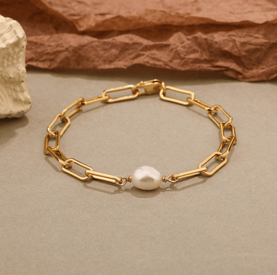 Andcopenhagen Smykker Andcopenhagen - Chunky Pearl chain Armbånd - Guldbelagt 925 sterlingsølv