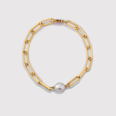 Andcopenhagen Smykker Andcopenhagen - Chunky Pearl chain Armbånd - Guldbelagt 925 sterlingsølv