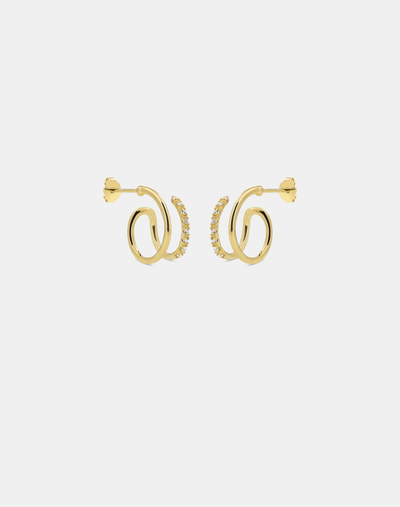 Andcopenhagen Guldøreringe Andcopenhagen - Shiny double swirl hoops - guldbelagte øreringe
