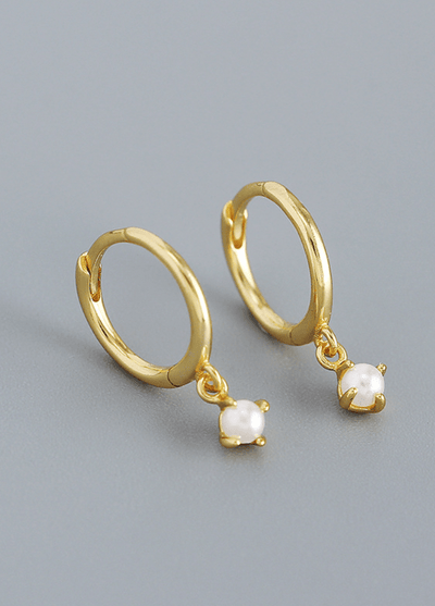 Andcopenhagen Smykker Andcopenhagen - Monica Pearl Hoops Øreringe - 18 karat Guldbelagt 925 sterlingsølv