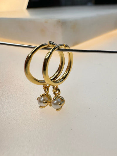 Andcopenhagen Smykker Andcopenhagen - Monica Pearl Hoops Øreringe - 18 karat Guldbelagt 925 sterlingsølv