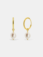 Andcopenhagen Jewelry - Øreringe hoops - 18 karat guldbelagt 925 sterlingsølv - Stinna Pearl hoop