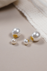 Andcopenhagen - Earrings - 18 carat gold plated 925 sterling silver - Sophie small double pearl