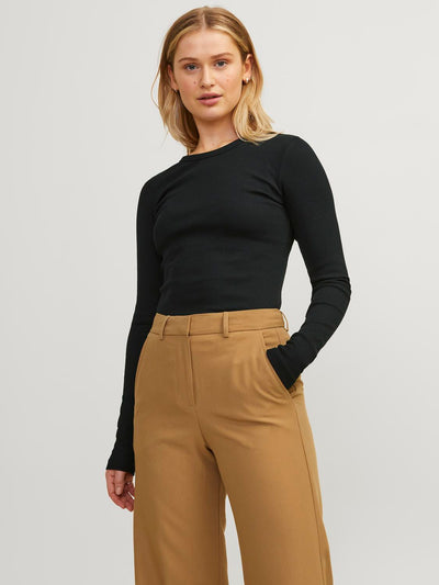 JJXX - Rib langærmet t-shirt - Sort - Freya