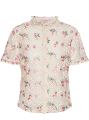 Blomstret mesh t-shirt - Floral - Dolores - Hunkøn