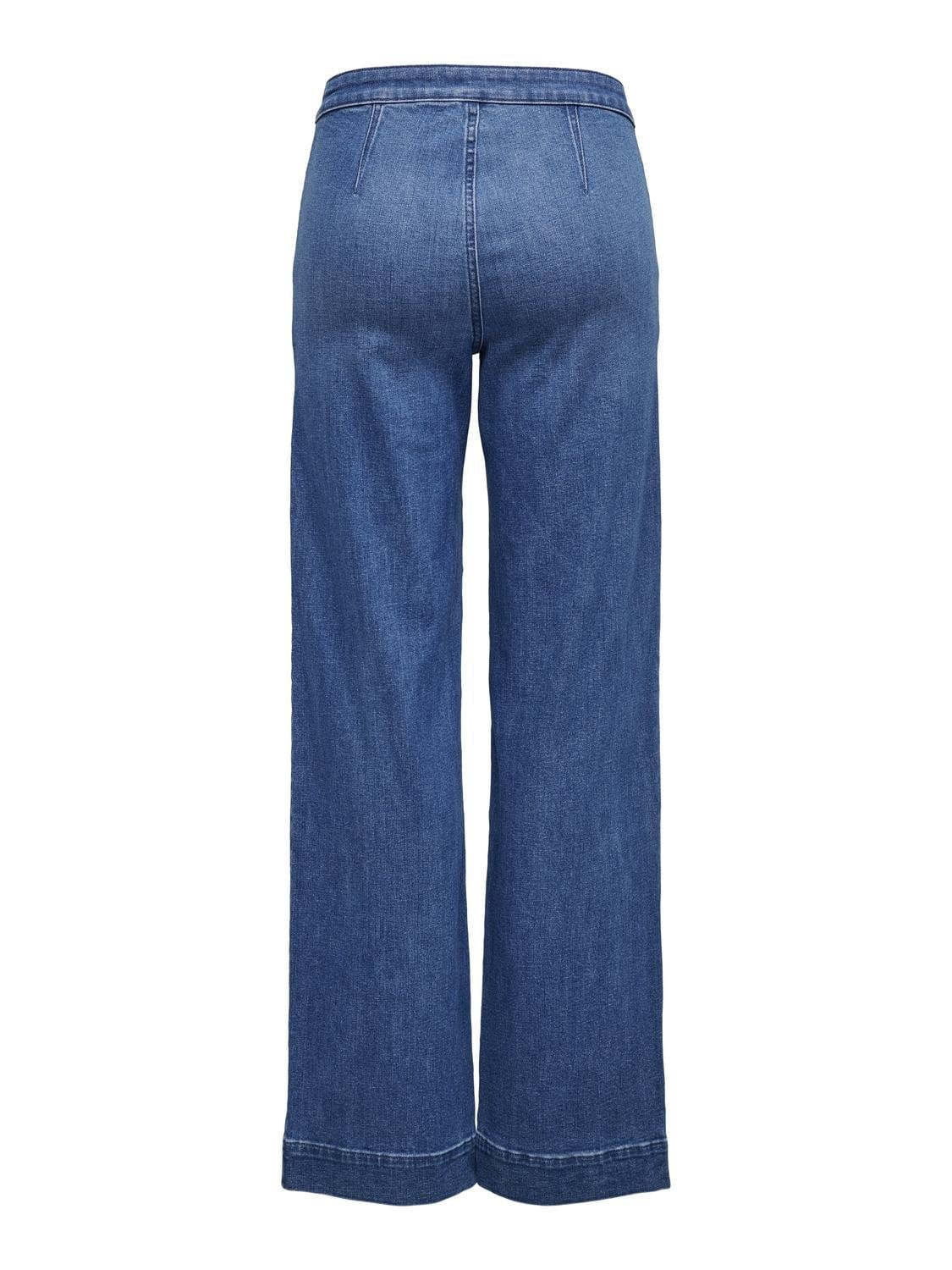 Only Underdele Blue Denim Wide Jeans med knapper - Juicy - Only