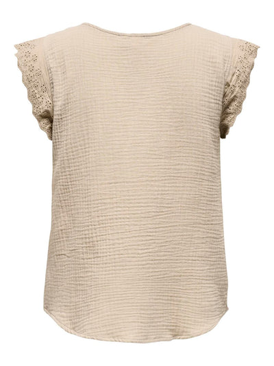 Only t-shirts & toppe Bomuldstop - Beige - Thyra - Only