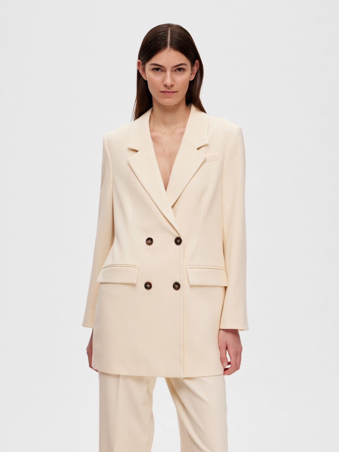 Selected Femme Overdele Creme Oversize Blazer - Selected Femme Myla