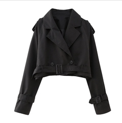 Cropped trench coat - Herring Black - Sassy Copenhagen