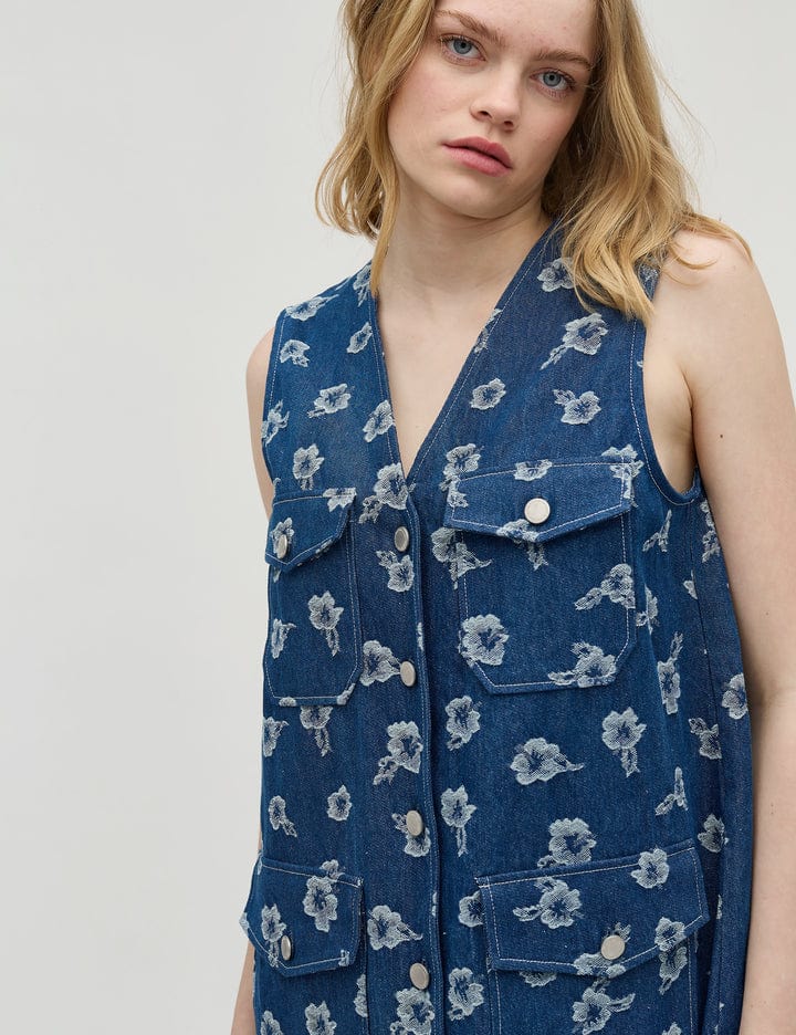 Global Funk Kjoler Denim spencer kjole - Disty flower - Cailo-G - Global funk